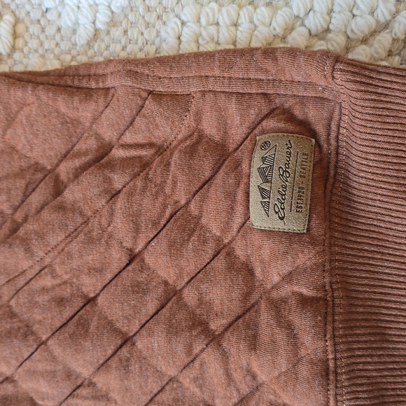 Eddie Bauer Quilted Burnt Orange Crewneck Sweater - Picture 3 of 4